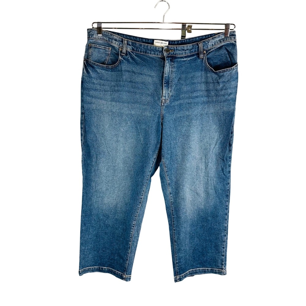 Lane Bryant Womans Sz 20 Straight Jeans Ankle Blue Mid Rise Stretch